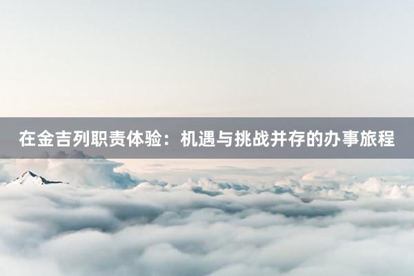 在金吉列职责体验：机遇与挑战并存的办事旅程
